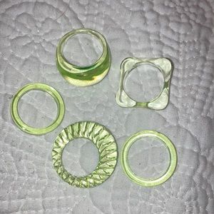 5 green jelly ring set
